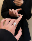 New Trendy Two-color Black Heart Rings For Women