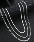 New Simple Stainless Steel Silver Color Jewelry Sets for Men