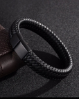 Retro Men's Leather Open Bangle, Simple Multi-Size