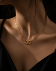 Simple Metal Hollow Double Heart Necklace for Women