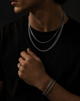 New Simple Stainless Steel Silver Color Jewelry Sets for Men