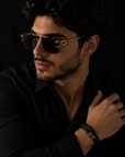 Fashionable frameless square double bridge sunglasses