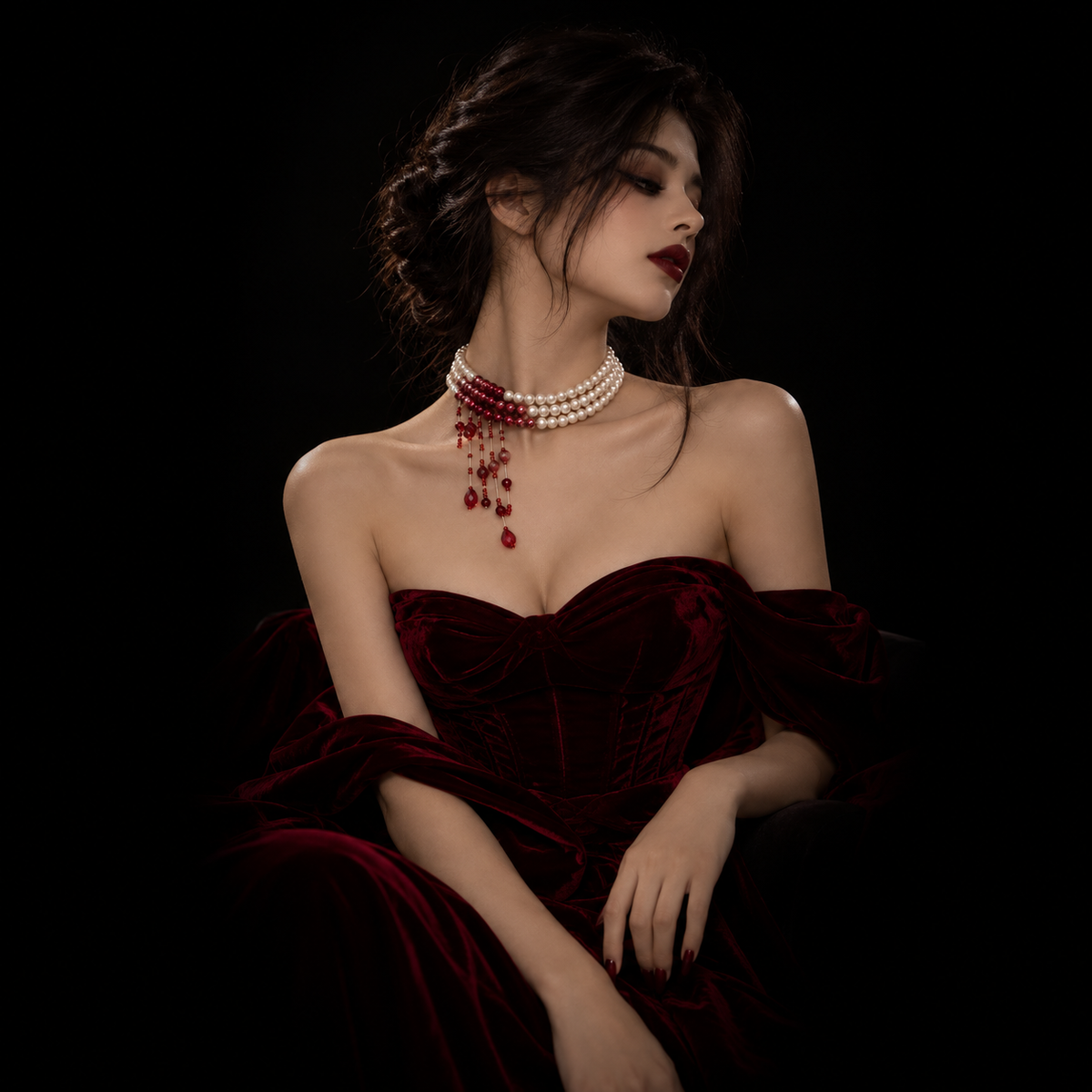 Crimson Gothic Crystal Necklace