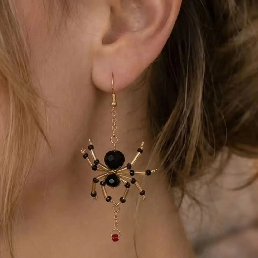 Black Spider Crystal Earrings