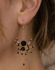 Black Spider Crystal Earrings