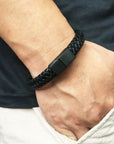 Retro Men's Leather Open Bangle, Simple Multi-Size