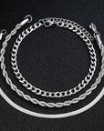 New Simple Stainless Steel Silver Color Jewelry Sets for Men