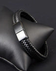 Retro Men's Leather Open Bangle, Simple Multi-Size