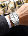 Luxury Business Men's Wristwatch Stainless Steel Waterproof