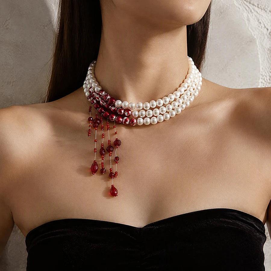 Crimson Gothic Crystal Necklace