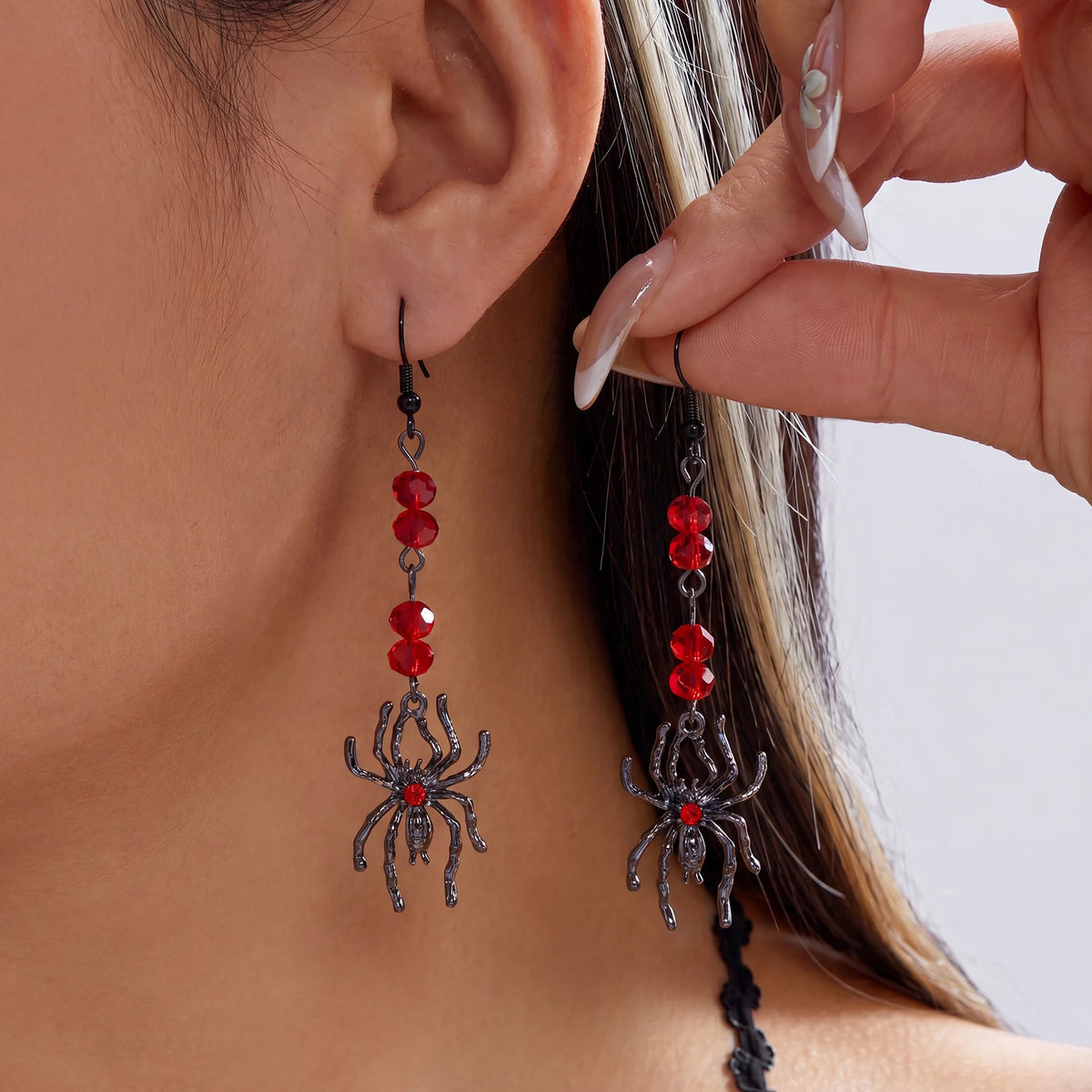 Black Spider Crystal Earrings