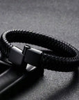 Retro Men's Leather Open Bangle, Simple Multi-Size