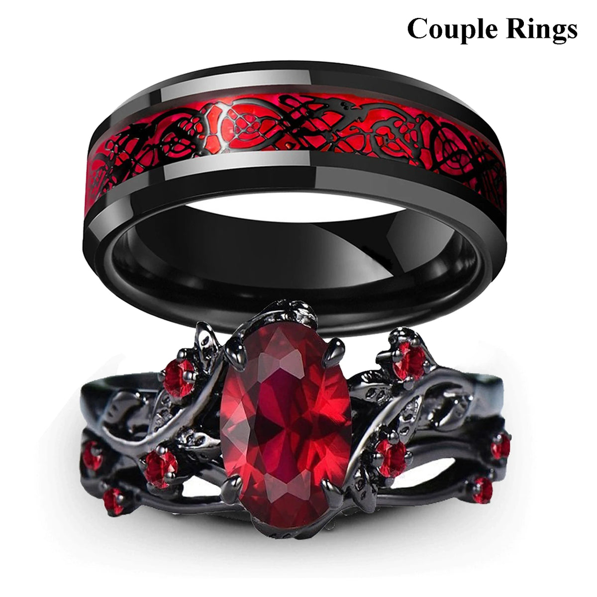 Celtic Dragon Romance Ring Set