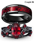 Celtic Dragon Romance Ring Set