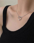 Simple Metal Hollow Double Heart Necklace for Women