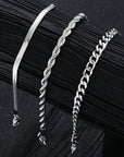 New Simple Stainless Steel Silver Color Jewelry Sets for Men