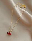 Little Wine Red Cherry Pendant Necklaces For Women