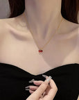 Little Wine Red Cherry Pendant Necklaces For Women