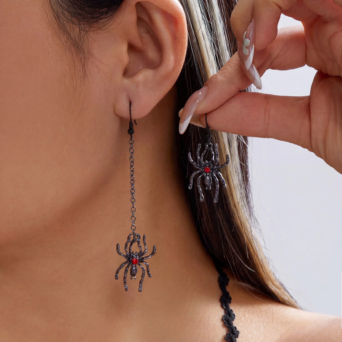 Black Spider Crystal Earrings