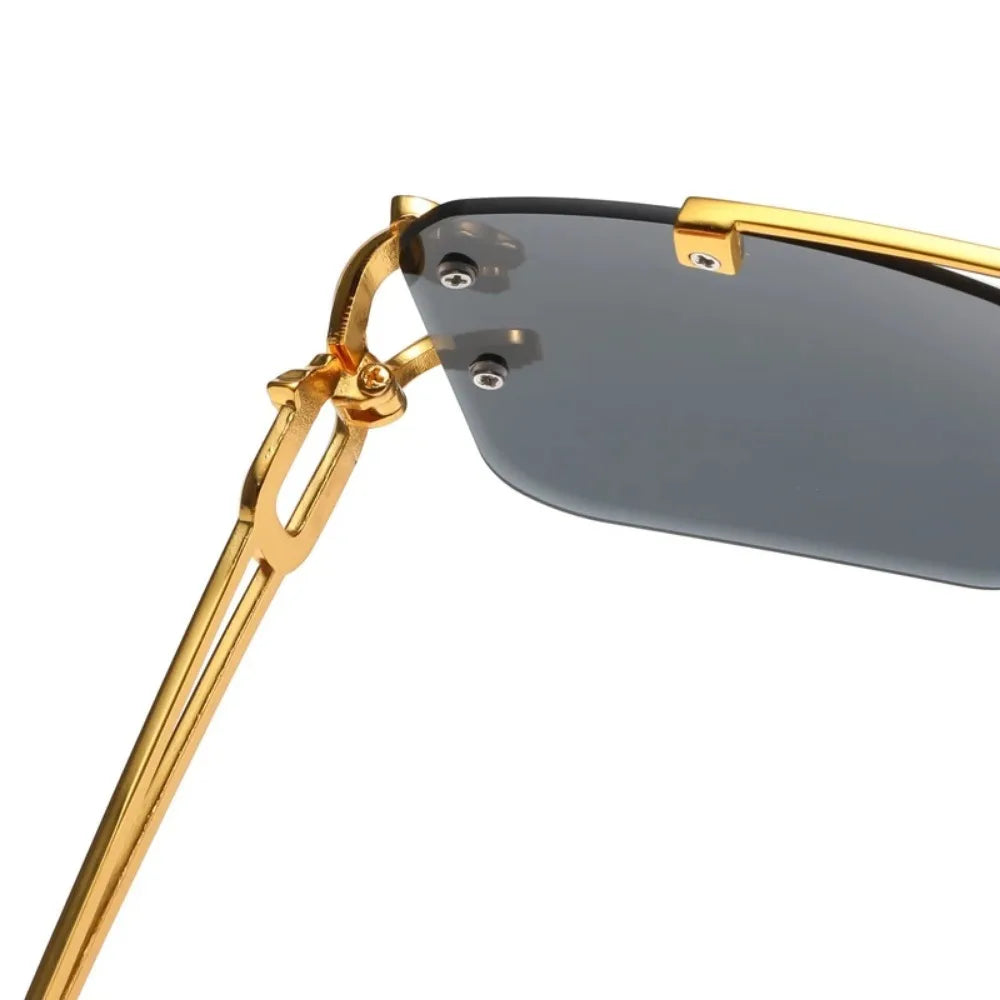 Fashionable frameless square double bridge sunglasses