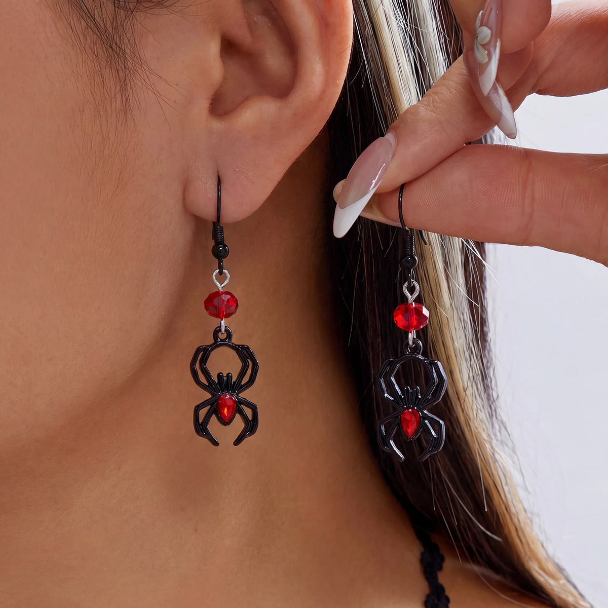 Black Spider Crystal Earrings