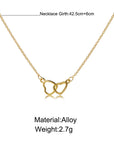 Simple Metal Hollow Double Heart Necklace for Women