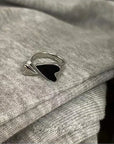 New Trendy Two-color Black Heart Rings For Women