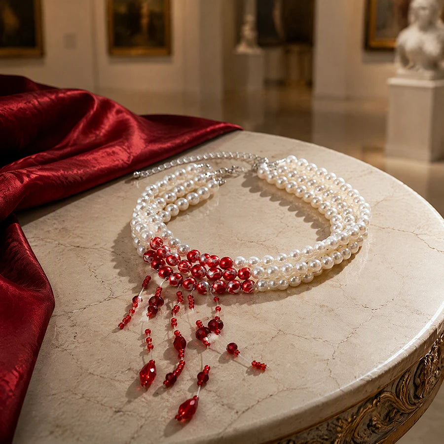 Crimson Gothic Crystal Necklace
