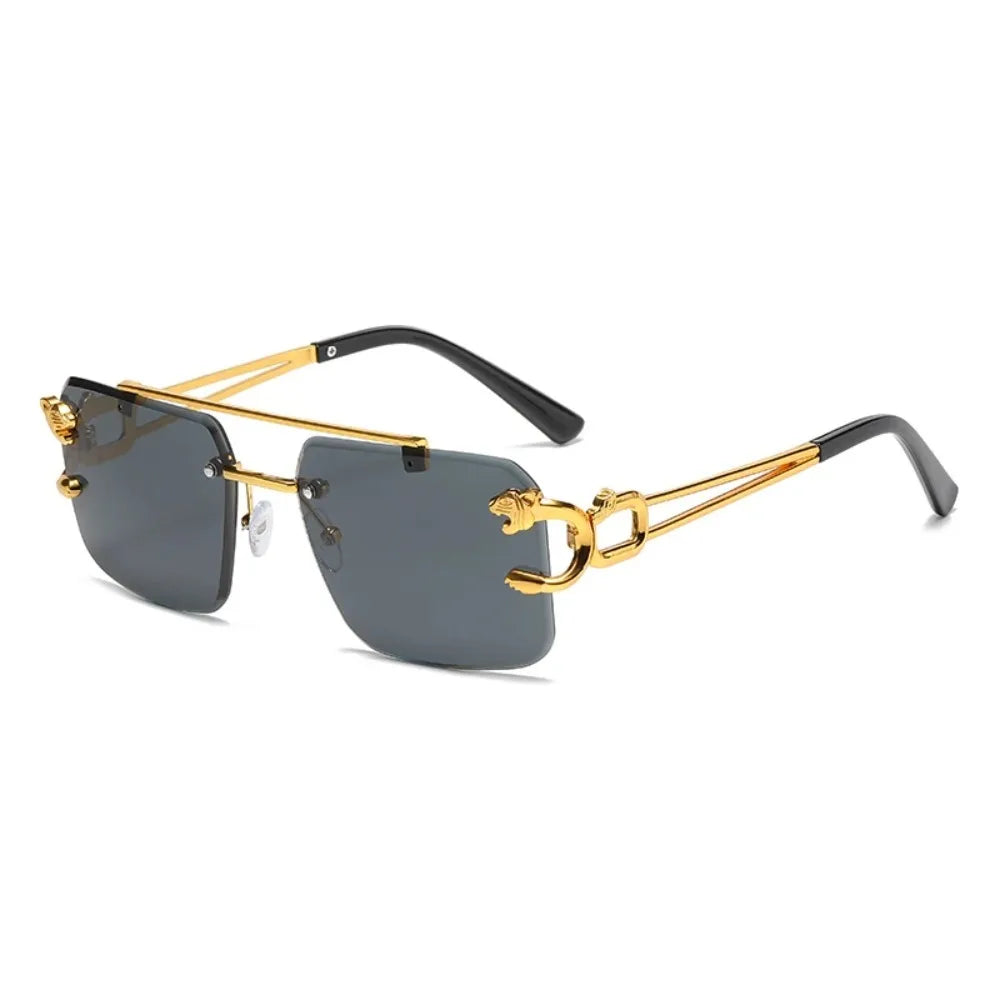 Fashionable frameless square double bridge sunglasses