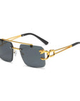 Fashionable frameless square double bridge sunglasses
