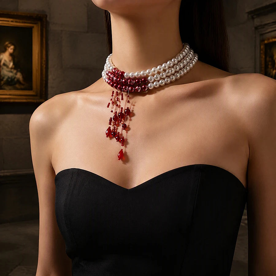 Crimson Gothic Crystal Necklace