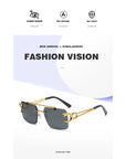 Fashionable frameless square double bridge sunglasses