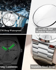Luxury Business Men's Wristwatch Stainless Steel Waterproof